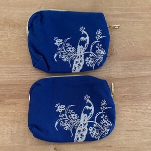 NEW Set of 2 KLM x Rituals Blue Embroidered Women Bag Toiletries Makeup Travel